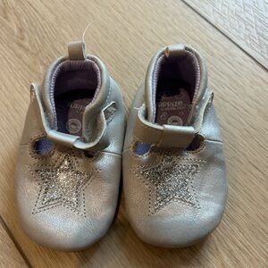 Stride Rite Silver Baby Shoes with Glitter Star